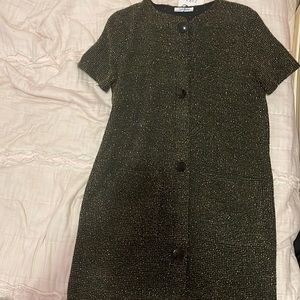 Zara black dress with gold stitching